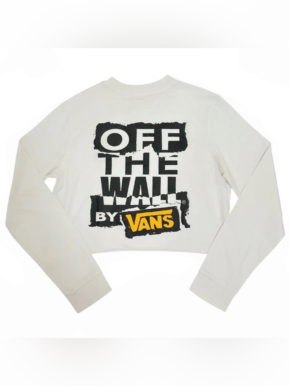 NWOT Vans Off The Wall Long Sleeve White Cropped t- shirt | M